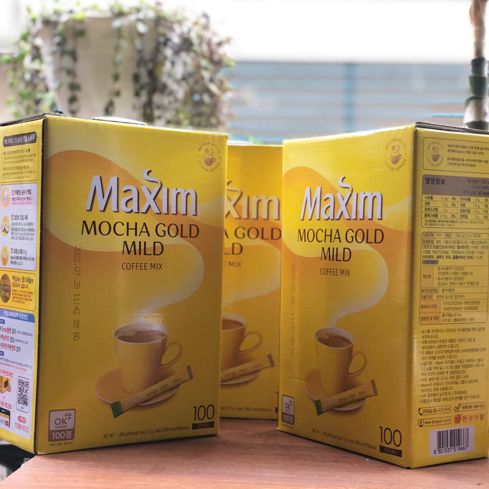 Cà Phê Hoà Tan Maxim Gold Mild  Dongsuh Hàn Quốc 1200g ( Gồm 100 gói x 12g)