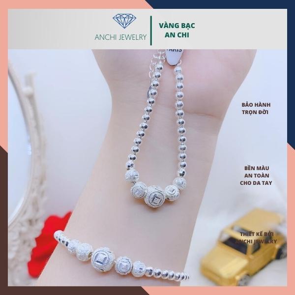 Lắc tay đôi mẹ và bé, vòng tay bi bạc ta nguyên chất sáng đẹp không đen xỉn,An chi Jewelry