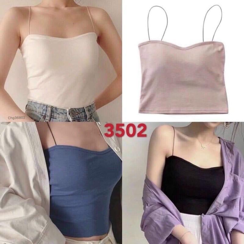 Áo 2 dây mảnh cotton dáng lửng, bra ống quây ngực, thời trang