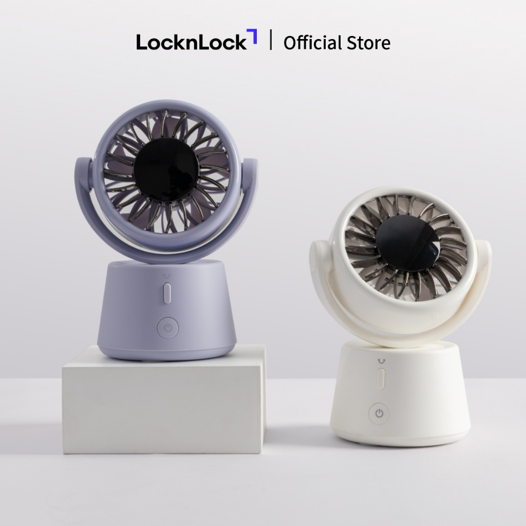 Quạt Để Bàn Mini 5 Mức Độ Gió Xoay Tròn Tự Động LocknLock Mini Desktop ENF336 2 Màu - Hàng Chính Hãng - JoyMall
