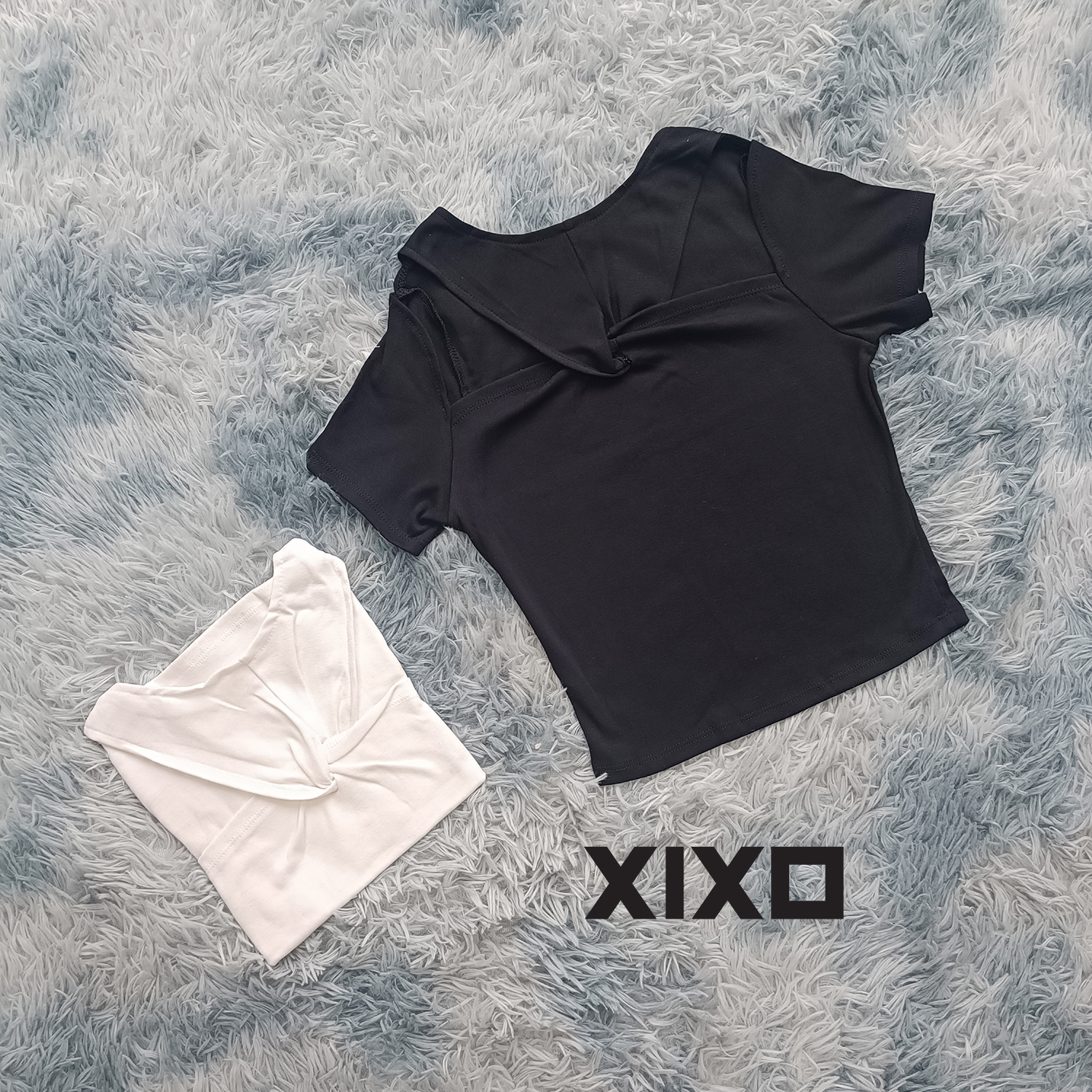 Áo croptop tay ngắn xoắn ngực hở vai thời trang XIXO cao cấp - mã ATN0060