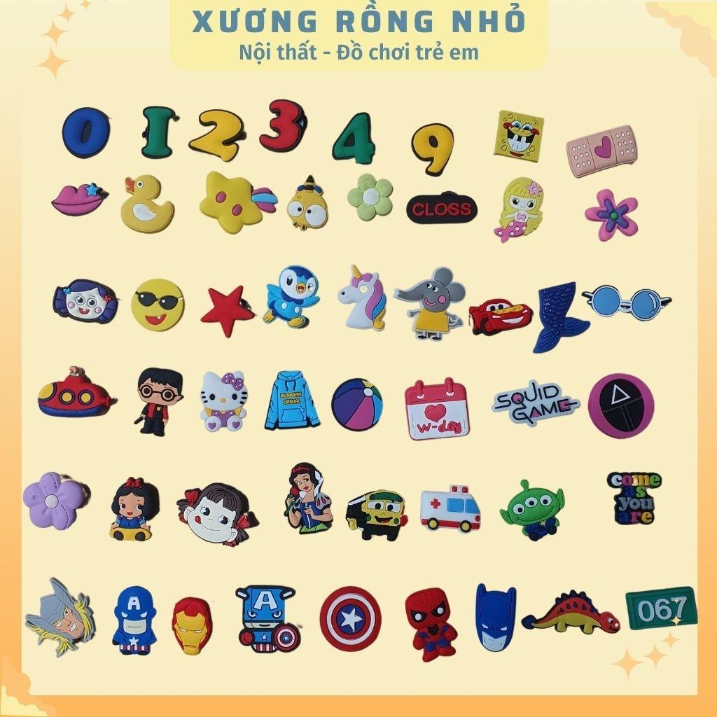 Sticker dán dép - Phụ kiện nút giày Crocs Jibbitz đơn giản dễ thương cho dép khủng long, dép bít đầu