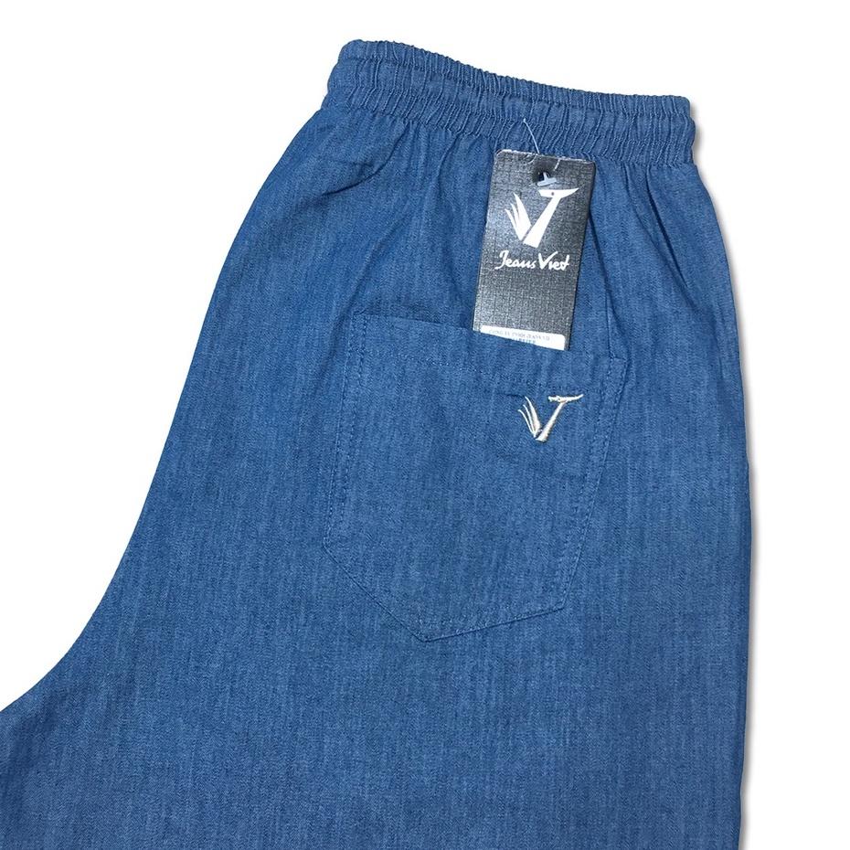 Quần jean giấy nữ dáng suông cạp chun 40-55 kg lưng chun co giãn