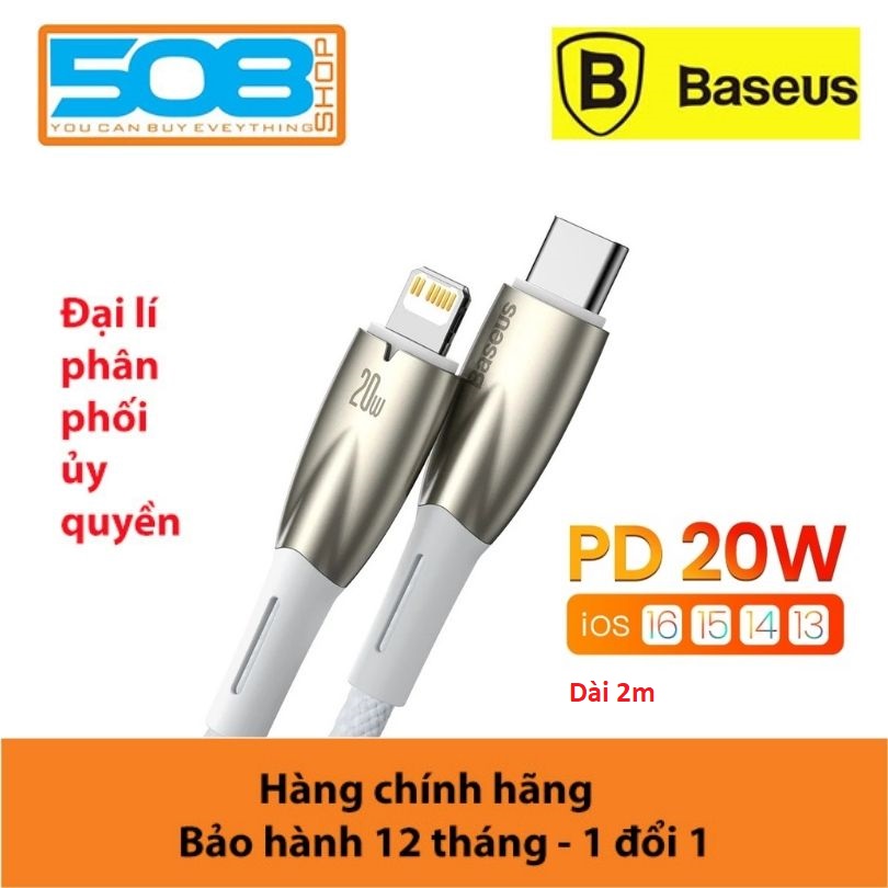 Cap Sac Nhanh Cho Iphone 14 Series Baseus Glimmer Series Fast Charging Data Cable Type - C To Ip 20W Hàng Chính Hãng - 200Cm - Màu Trắng