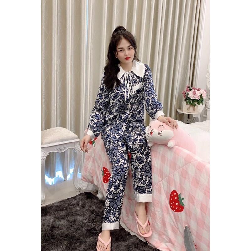 Đồ bộ mặc nhà cổ tiểu thư- lụa satin-hàng chất xịn xò