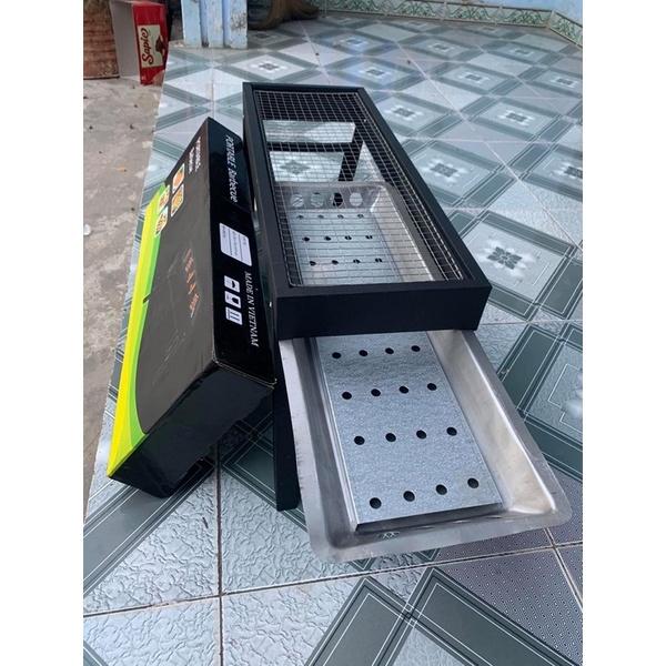 Bếp nướng than hoa BBQ ngoài trời loại dài chất liệu INOX gấp gọn tiện lợi khi mang đi du lịch