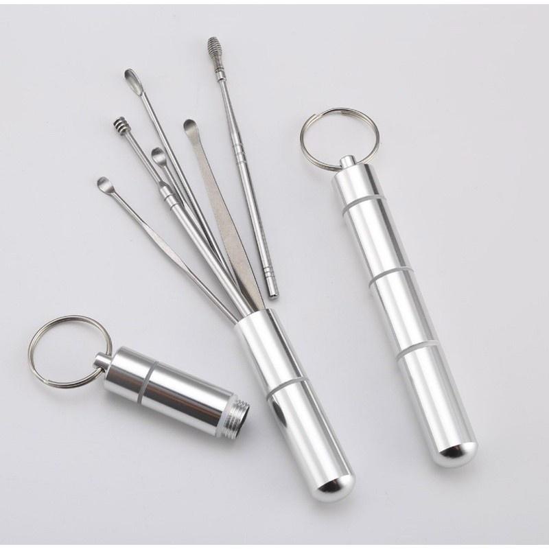 Bộ dụng cụ ngoáy tai inox 6 món chất liệu thép không rỉ - Bộ mát xa làm sạch tai hiệu quả cho gia đình