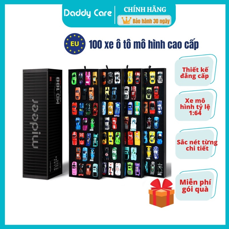 Ô tô đồ chơi mô hình cao cấp Mini Alloy Racing Cars Mideer set xe hơi cảnh sát, xe tải cho bé trai