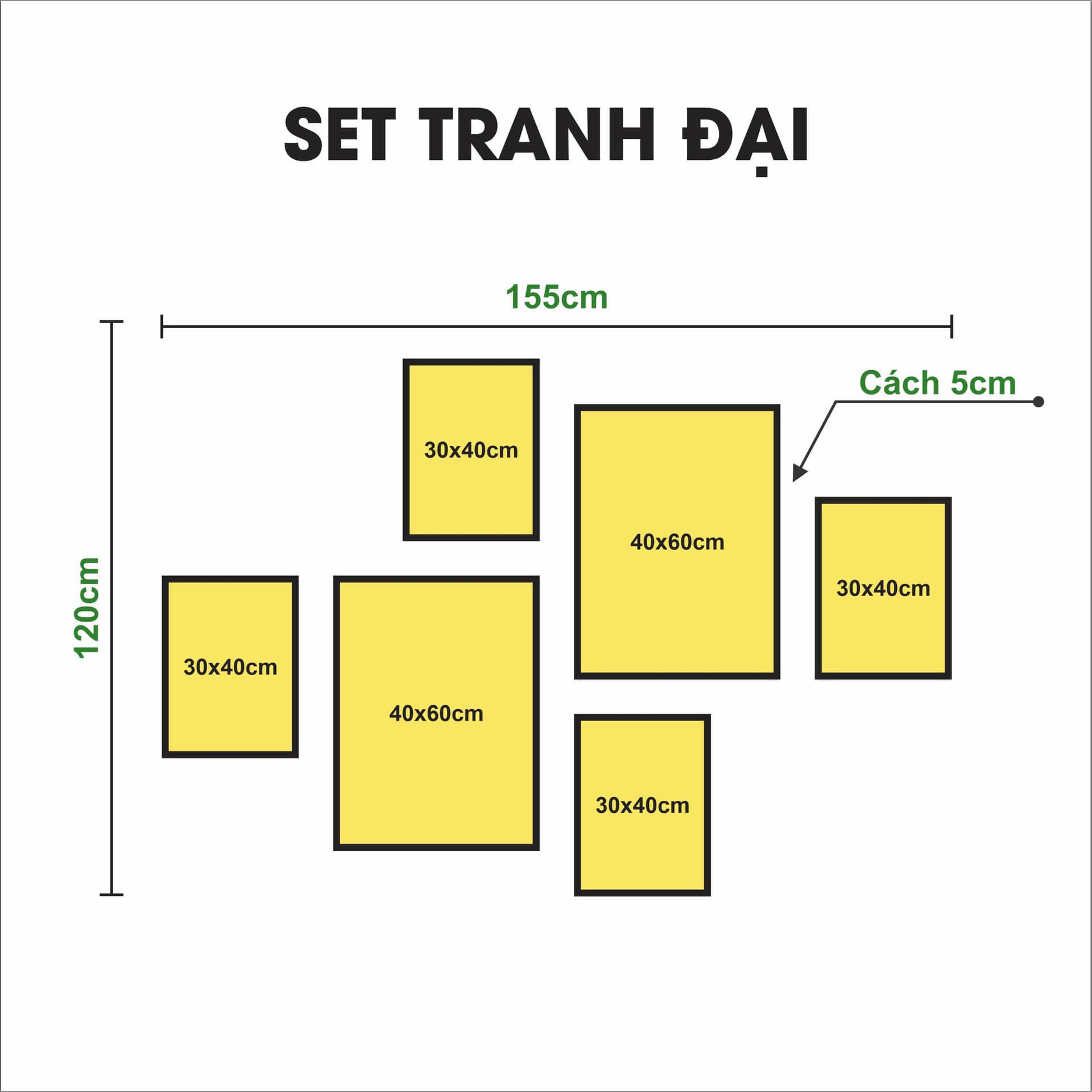 16 bộ tranh trang trí dán tường, tranh treo tường có keo dán chắc chắn