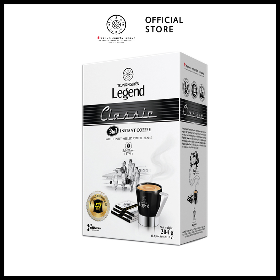 Trung Nguyên Legend - Cà phê hoà tan rang xay 3in1 Classic - Hộp 12 gói x 17gr