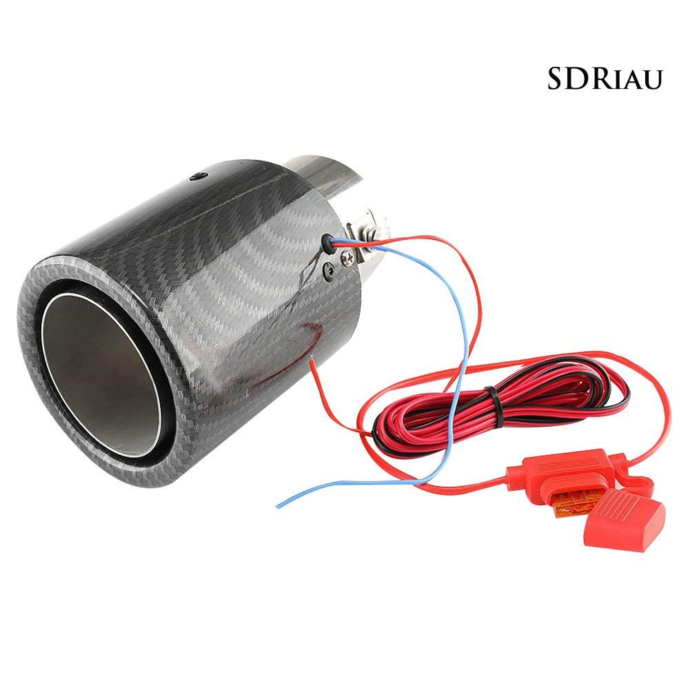 Ống xả giảm thanh có đèn LED màu đỏ/xanh dương họa tiết sợi carbon gắn đuôi xe hơi