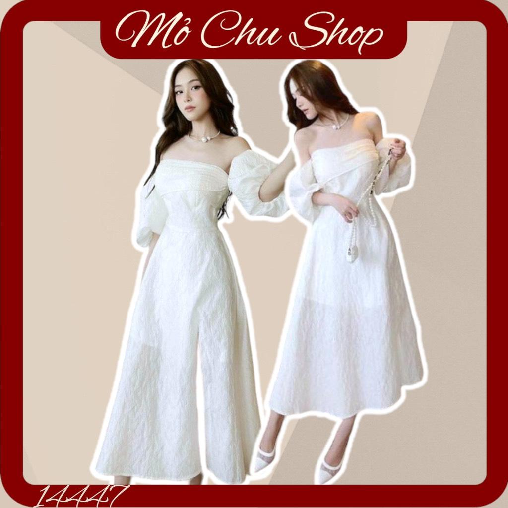 ĐẦM XÒE GẤM HOA TRỄ VAI TAY BÍ 14447