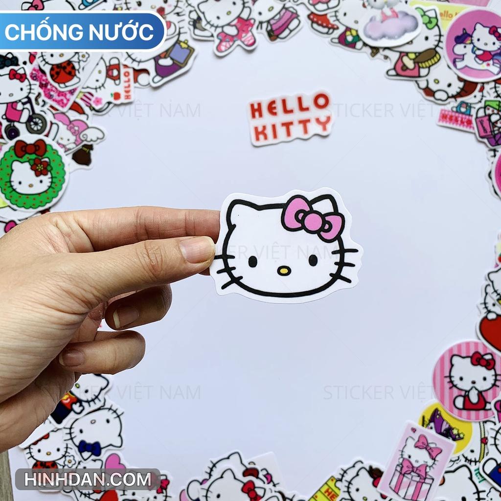 Sticker HELLO KITTY - Dán Trang Trí - Chất Liệu PVC Cán Màng Chất Lượng Cao Chống Nước, Chống Nắng, Không Bong Tróc Phai Màu