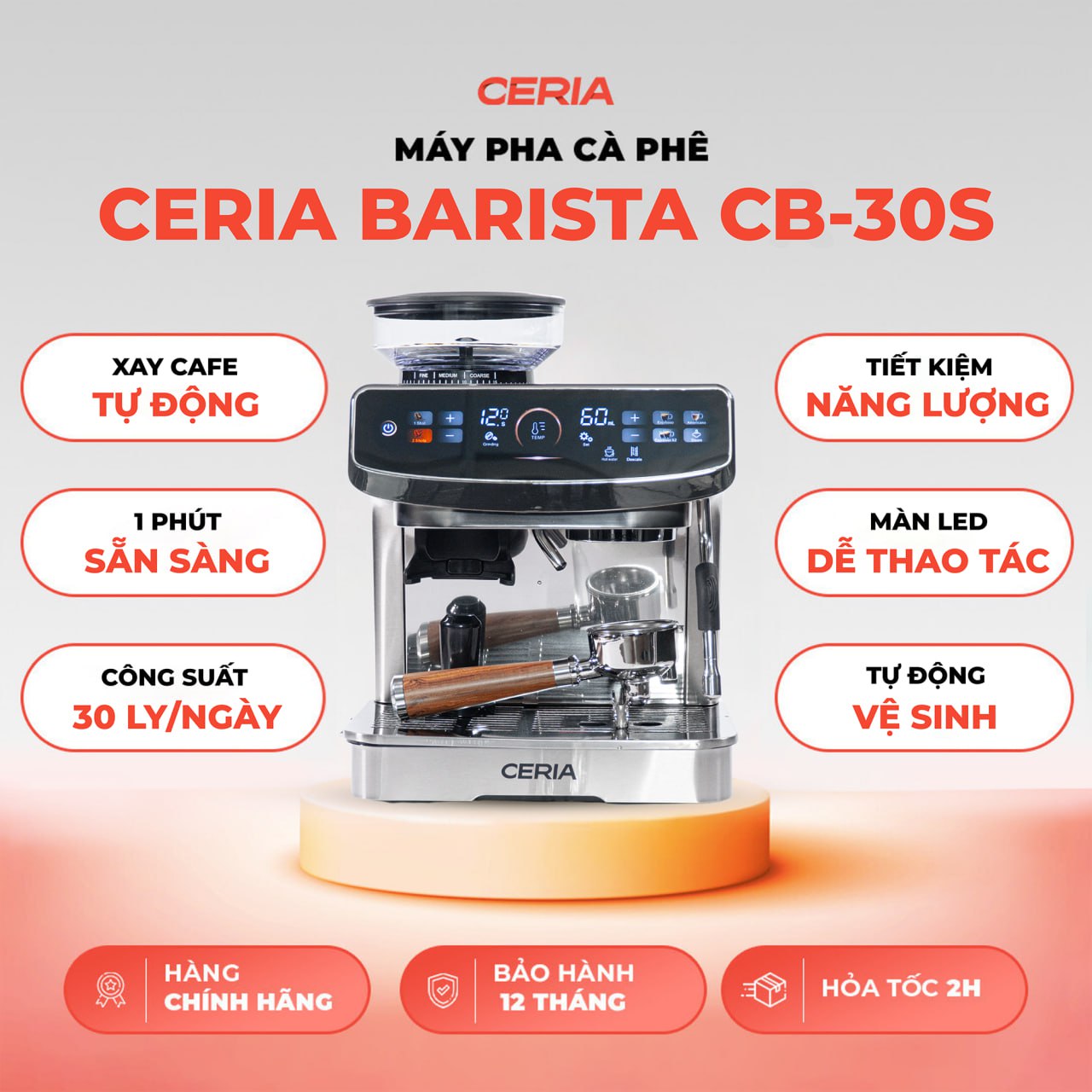 Máy pha cà phê Ceria BARISTA CB-30S Hàng chính hãng