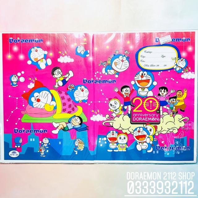 Combo 10 bìa bao sách có nhãn tên và giấy kiếng Doraemon