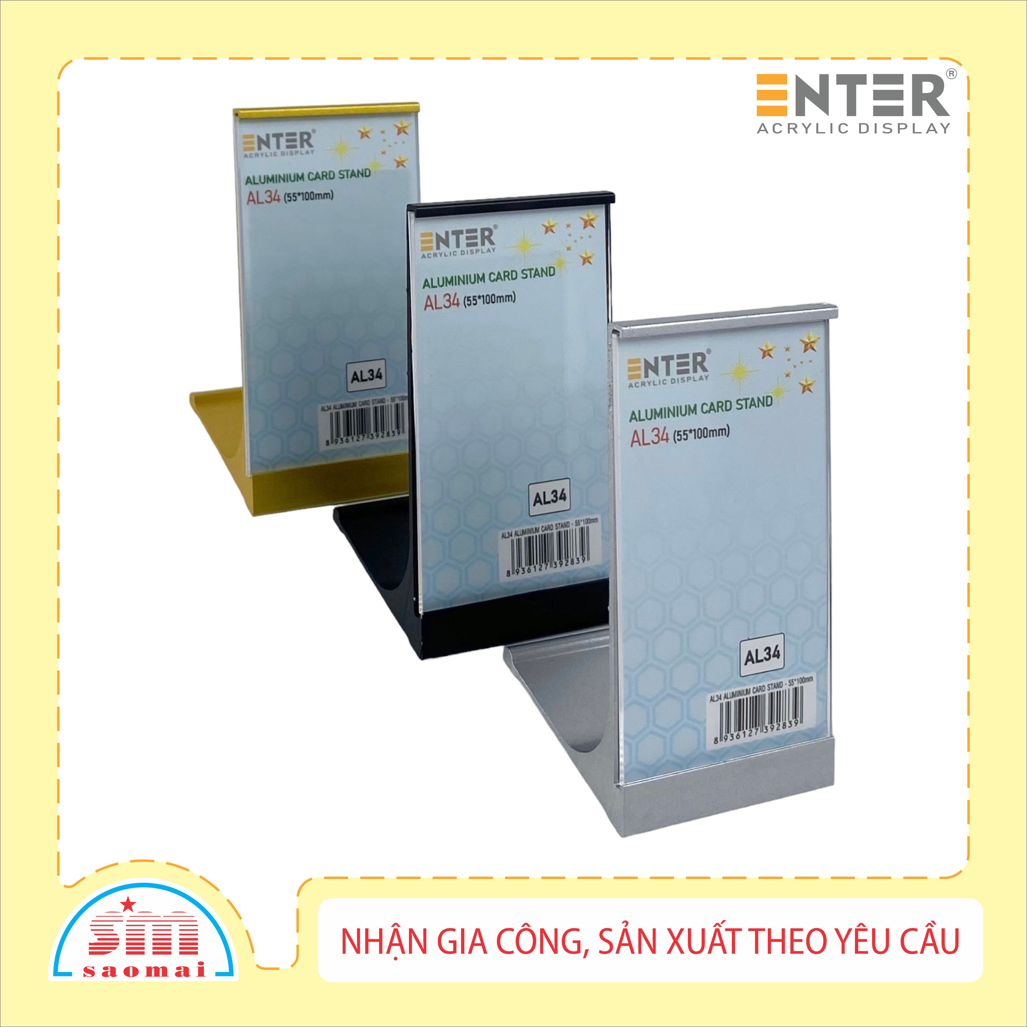 Bảng thông tin để bàn nhôm Enter AL34 55x100mm, Khung thông tin sản phẩm, Khung bảng giá, Kệ trưng bày để bàn