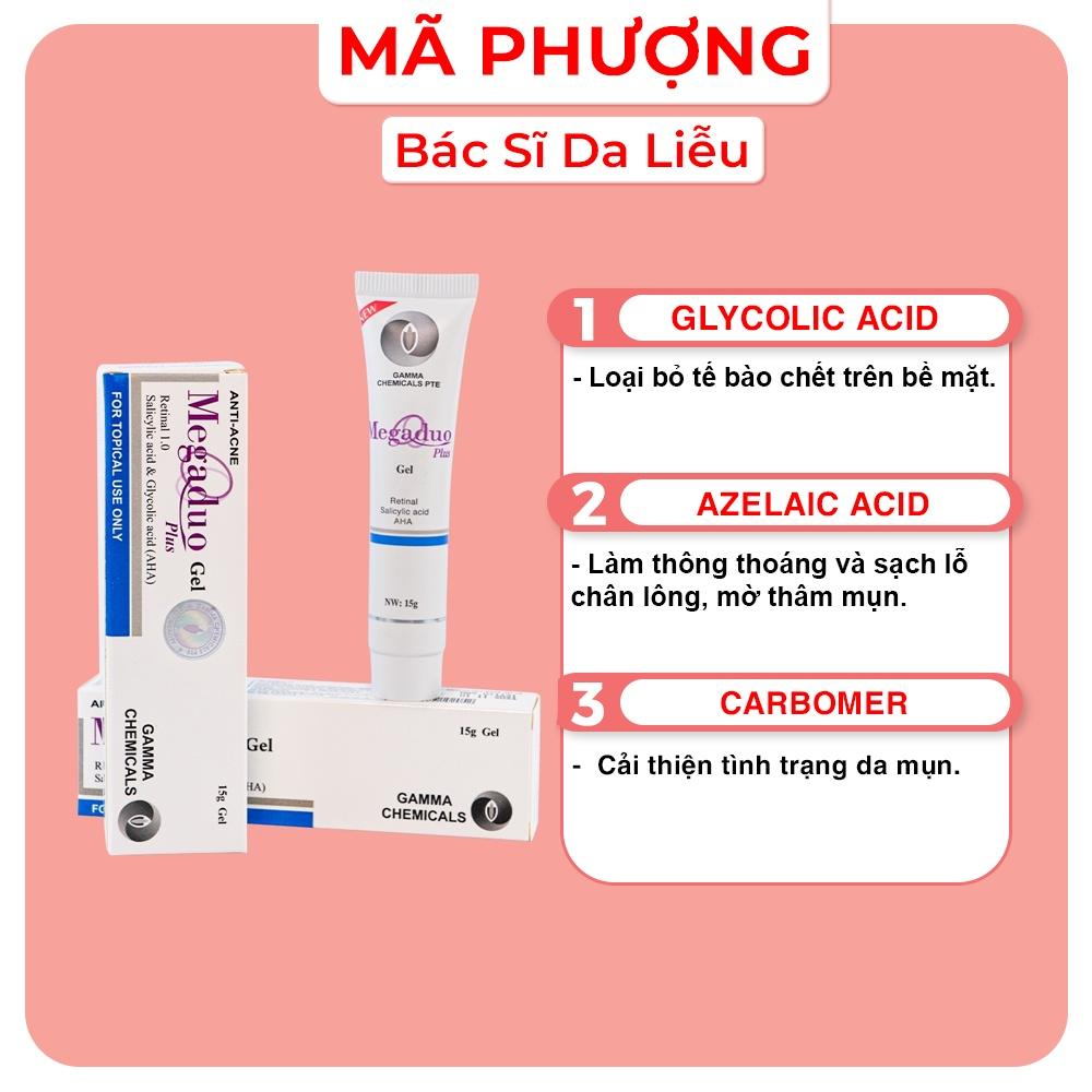 Gel giảm mụn ẩn, giảm thâm Megaduo Gel bản thường AHA và bản Plus Retinal - Bác sĩ Mã Phượng