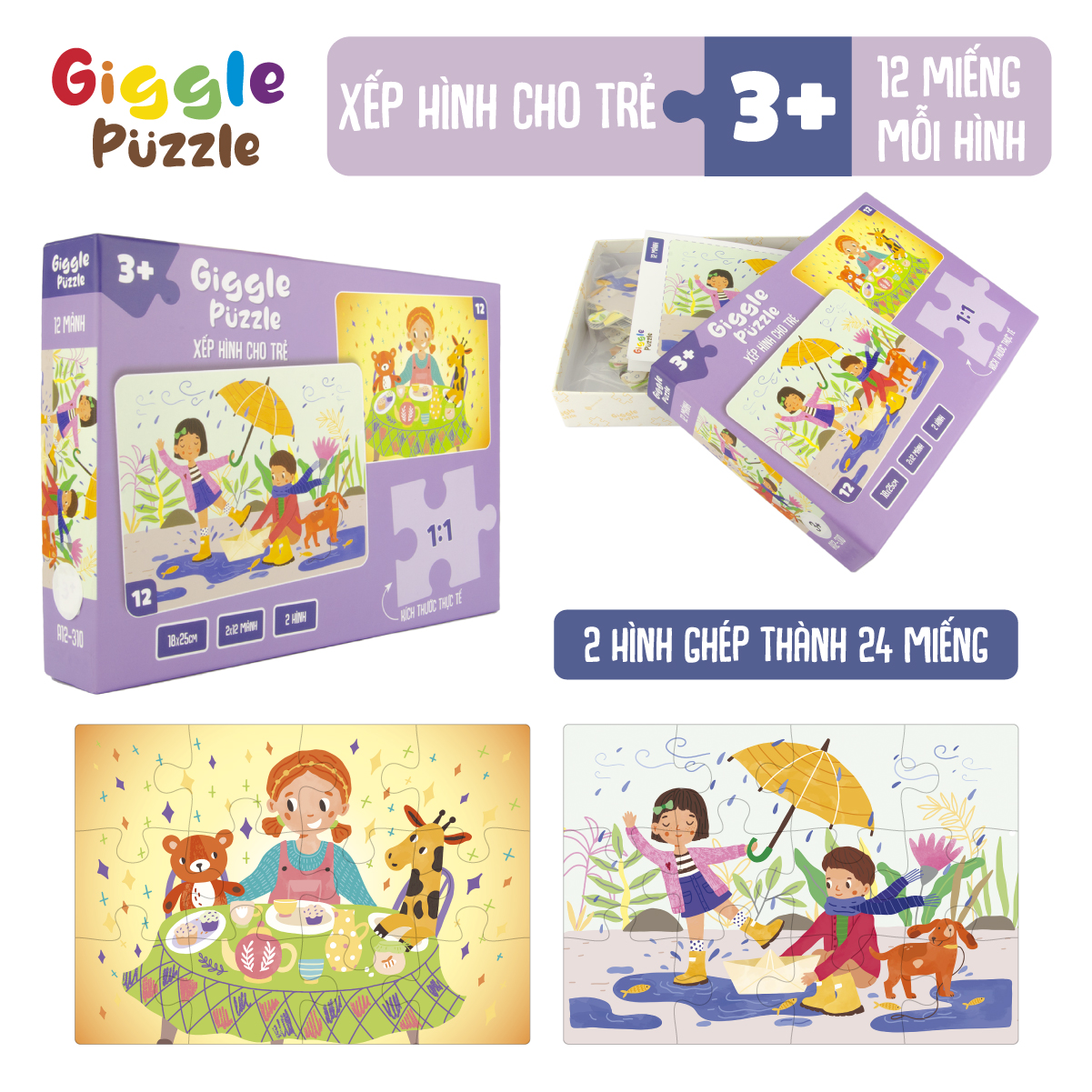 Đồ Chơi Xếp Hình Giggle Puzzle  , Đồ Chơi Tư Duy Cho bé 3 4 5 6 7 8+ Tuổi