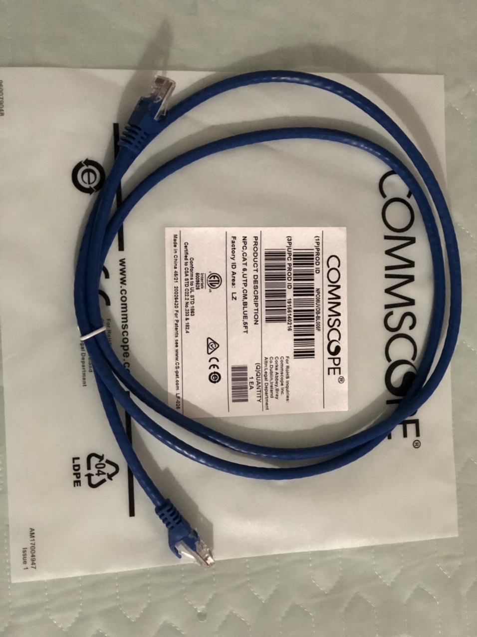 Dây mạng CAT6 Commscope dài1m, 1,5m, 2m, 3m, 5m, 10m, 15m, 20m đúc sẵn 2 đầu