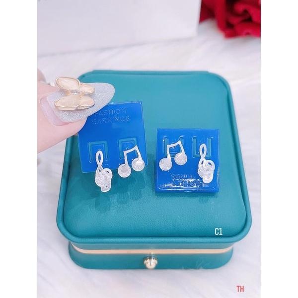 Bông tai bạc nữ hình nốt nhạc nhỏ nhắn ,xinh xắn- bạc Npj