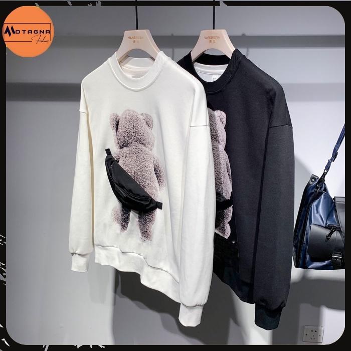 Áo nỉ sweater Hàn Quốc, Áo chất đẹp kiểu dáng Hàn Quốc cổ tròn in Gấu Túi mã NZ605