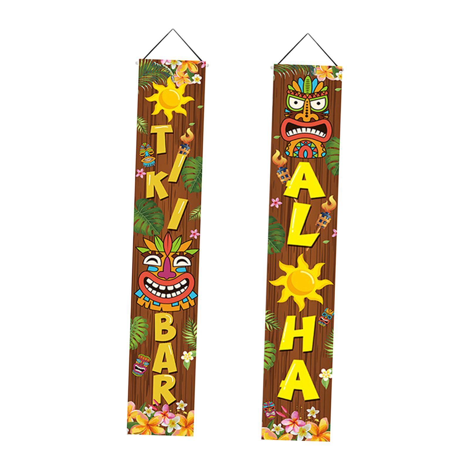 Door Banner Sign Decorative Door Flags Porch Sign for Hawaiian Home Carnival