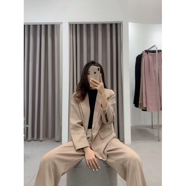 ZIEL Set blazer cao cấp may 2 lớp | Blazer With Button &amp; High-waist Pants