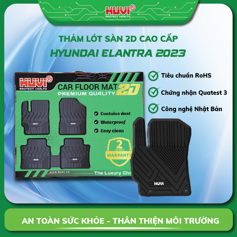 Thảm lót sàn ô tô Huvi xe Hyundai Elantra 2023 ngăn bụi bẩn, dễ vệ sinh