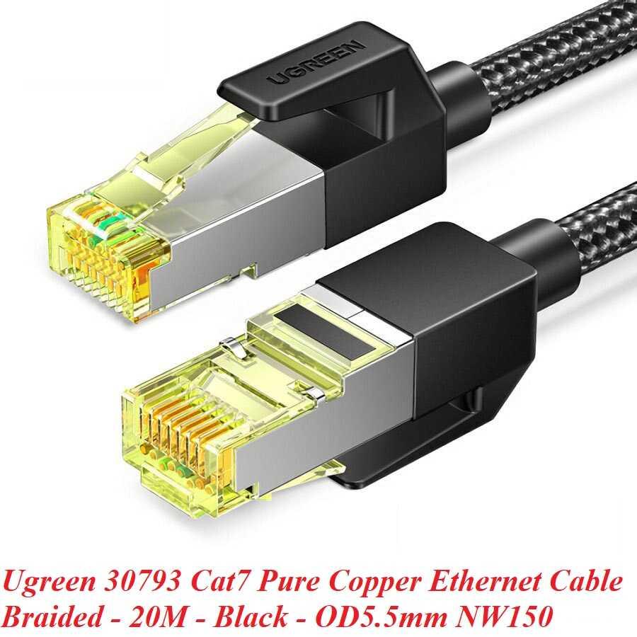 Ugreen UG30793NW150TK 20M Đen OD5.5mm Cat7 Cáp Ethernet đồng nguyên chất dây dù - HÀNG CHÍNH HÃNG
