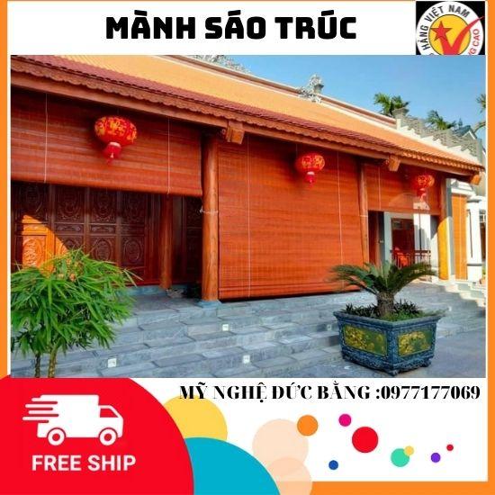 Mành trúc che nắng hành lang rộng 1m50 x cao 2m50 ,rèm tre trúc  treo cửa sổ  lối đi ,màn sáo trúc che ban công màu cánh gián ,có dây kéo đầy đủ