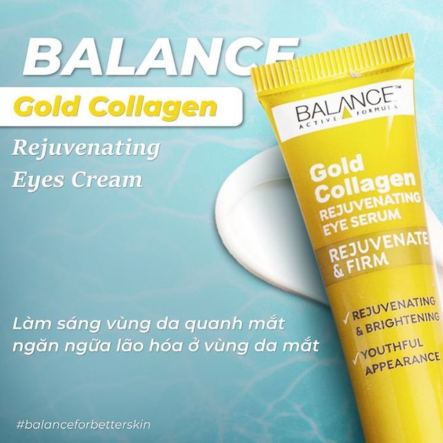 Kem Dưỡng Mắt Balance Giúp Giảm Thâm Và Tái Tạo Da Mắt Active Formula Gold Collagen Rejuvenating Eye 15ml + Tặng Kèm Bông Tẩy Trang 50 Miếng