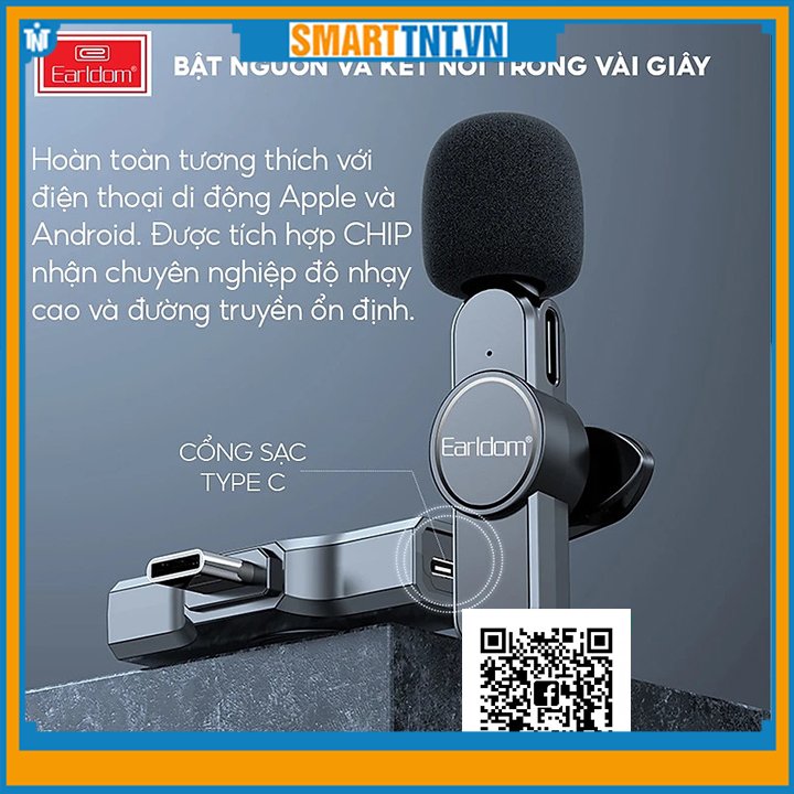 Mic thu âm cài áo không dây chuyên nghiệp Earldom MC3i cao cấp - Hàng chính hãng