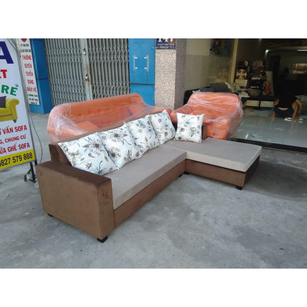 sofa góc L vải nhung