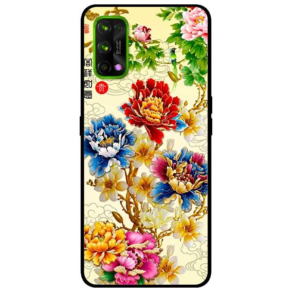 Ốp lưng dành cho Realme 7 Pro mẫu Mẫu Đơn Vàng Xanh