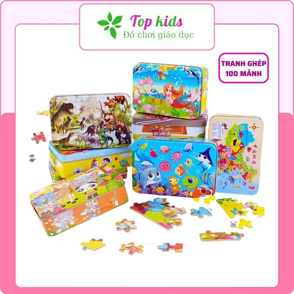Đồ chơi bằng gỗ tranh xếp hình 100 mảnh trò chơi ghép hình thông minh cho bé trai và bé gái phát triển trí tuệ TOPKIDS