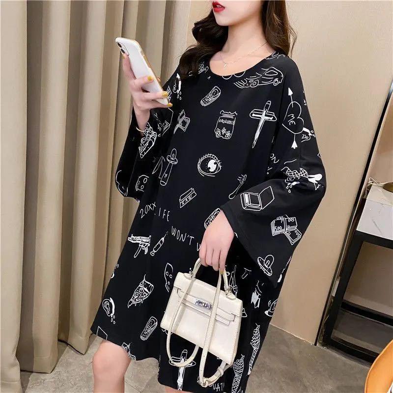 Áo thun tay ngắn dáng rộng in hình đa dạng cho nữ