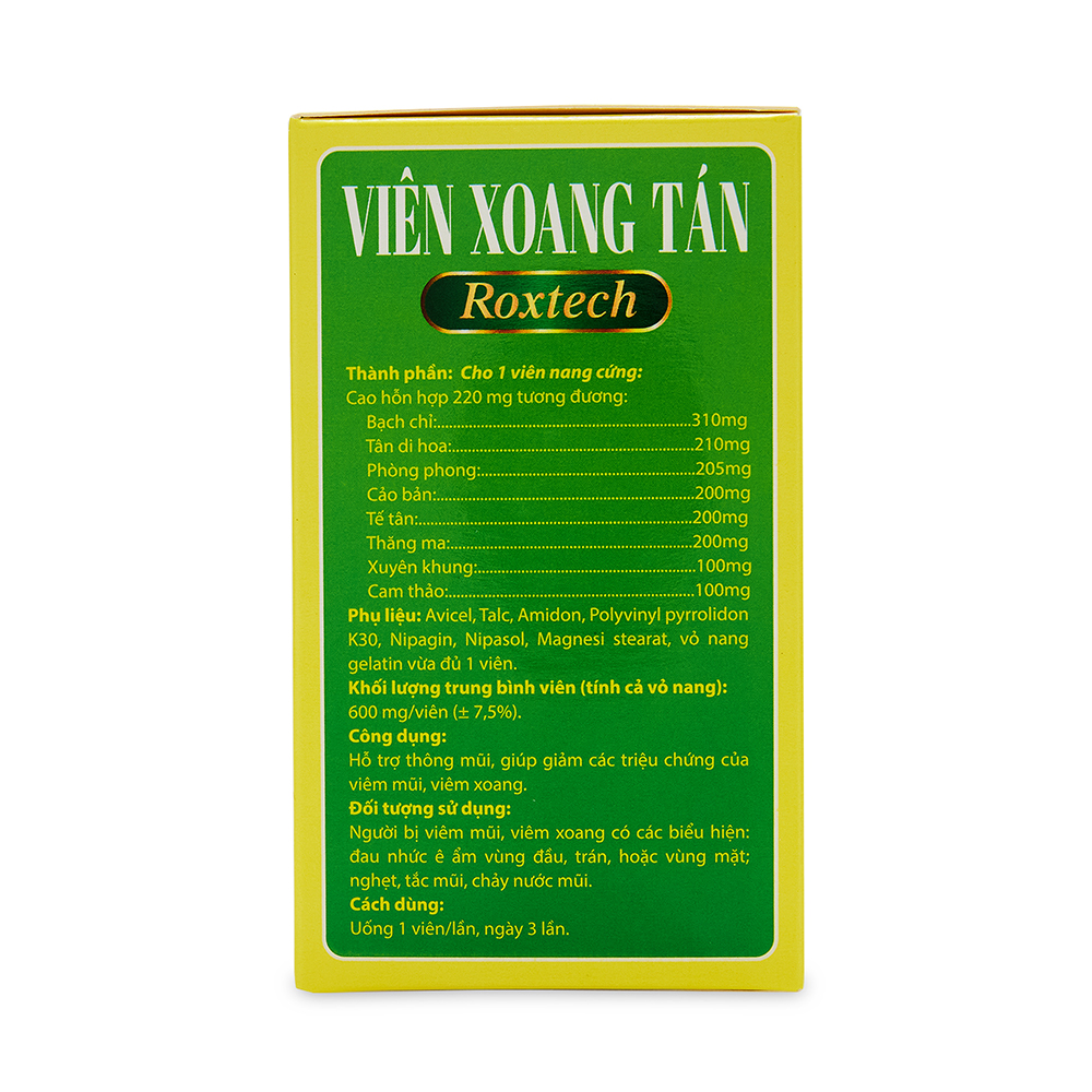 Viên Xoang Tán Roxtech thông mũi, giảm viêm mũi dị ứng, viêm xoang - 50 viên