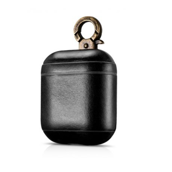 Vintage Leather Airpods Case with metal hook - Hàng chính hãng