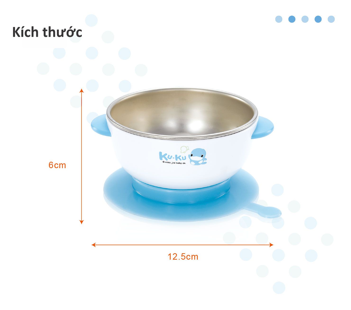 CHÉN ĂN INOX CÓ ĐẾ DÍNH KUKU - KU5464 ( CHÉN NẤU CƠM NÁT CHO BÉ )