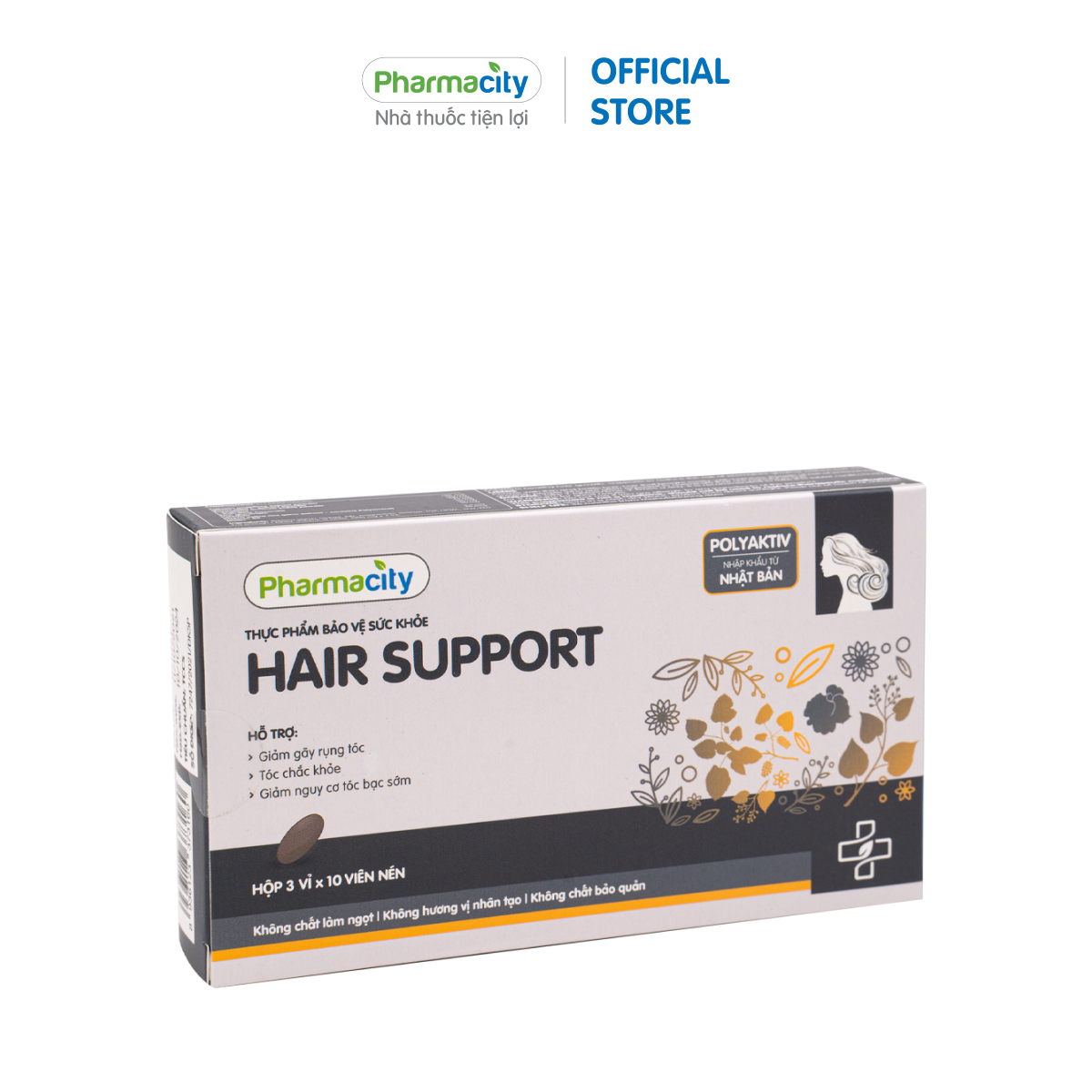 Viên hỗ trợ tóc khỏe, giảm rụng tóc, tóc bạc sớm Pharmacity Hair Support (Hộp 3 vỉ x 10 viên)