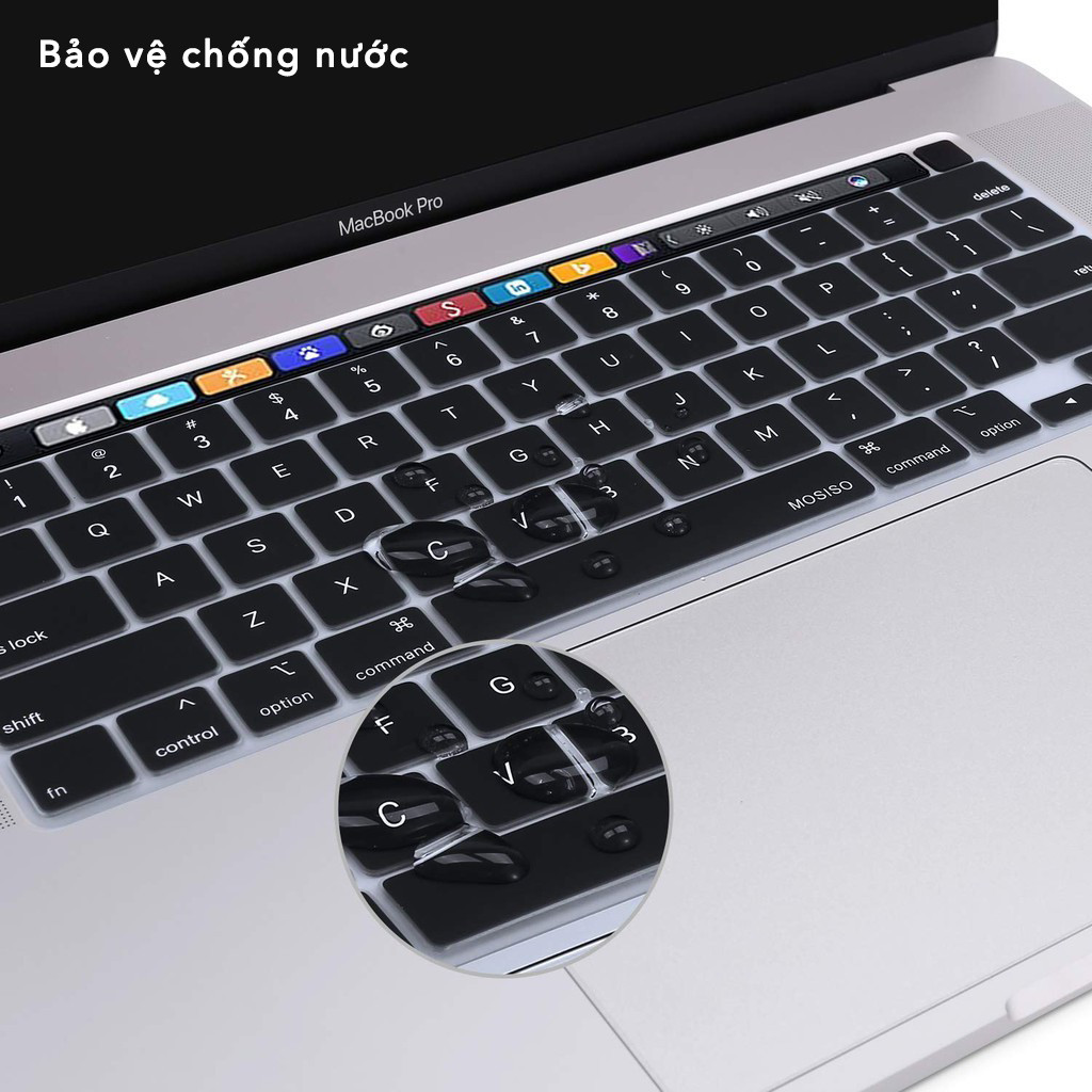 Phủ phím cho Macbook đủ dòng - Silicon màu đen chống nước, chống bám bụi bẩn