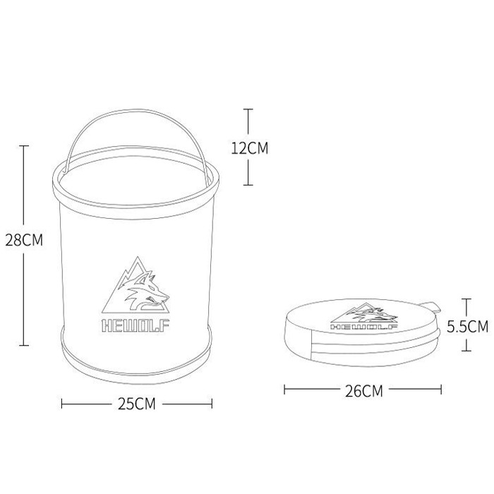 Thùng đựng chứa nước Xô đựng chứa nước bằng vải gấp gọn du lịch dã ngoại câu cá Hewolf hàng chính hãng