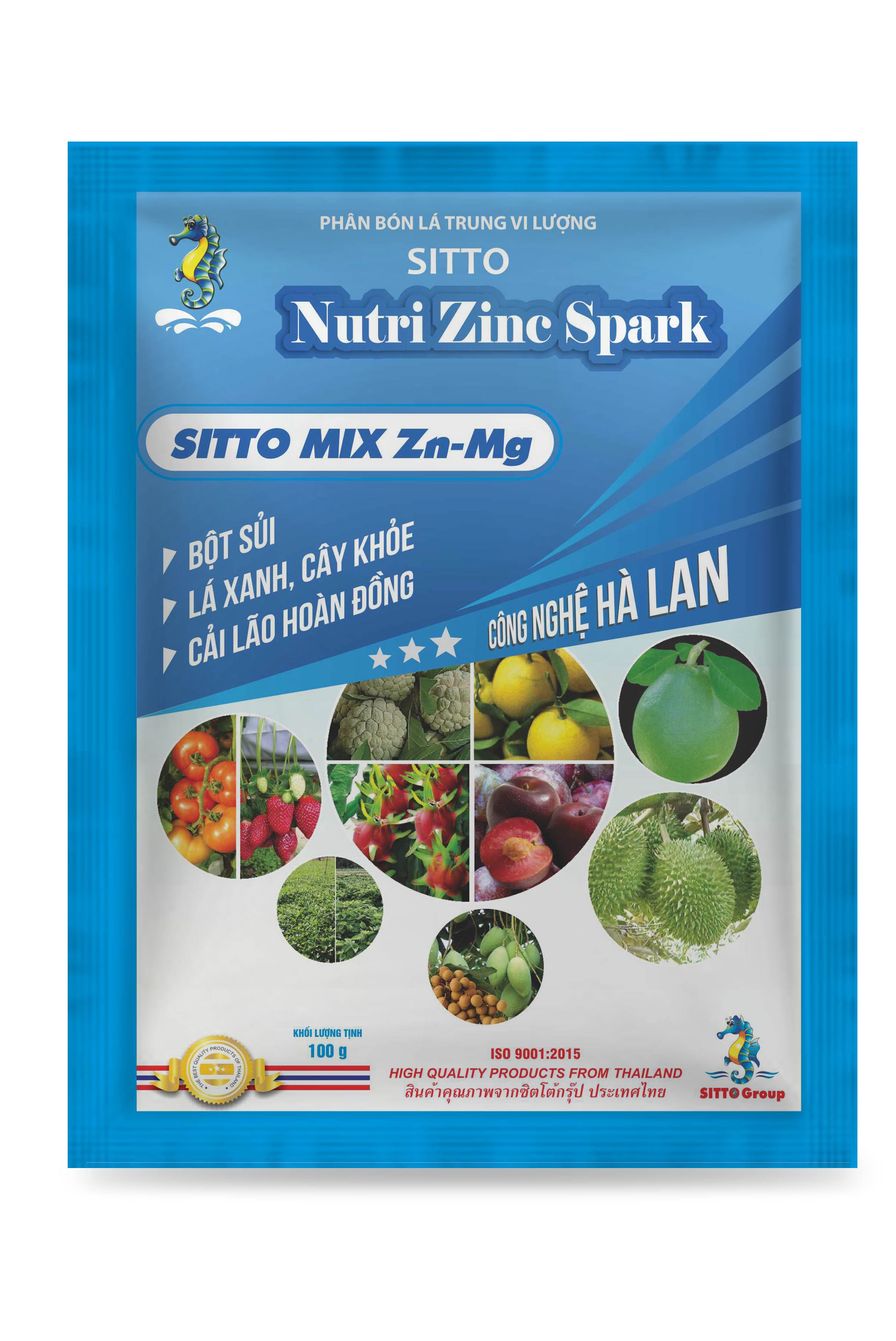 Phân bón lá trung-vi lượng gói 100g Nutri Zinc Spark SITTO MIX Zn-Mg