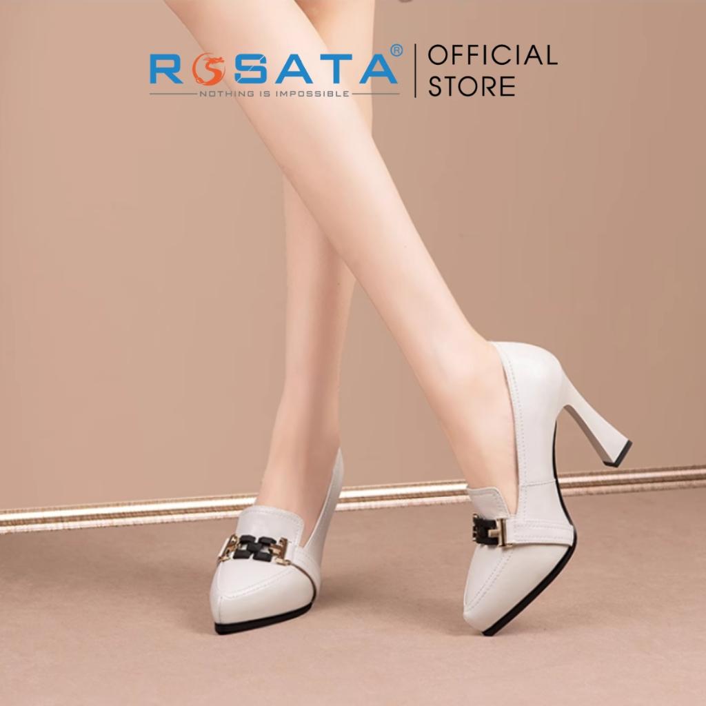 Giày cao gót nữ ROSATA RO594 xỏ chân mũi nhọn kiểu dáng cơ bản gót nhọn cao 9cm xuất xứ Việt Nam