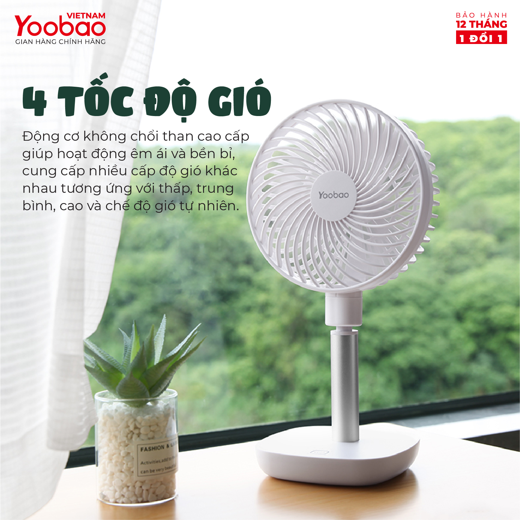 Quạt sạc mini để bàn YOOBAO F1 4000/10000mAh - Có thể chạy 60 giờ liên tục - Hàng chính hãng