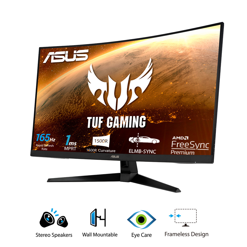 Màn Hình Cong Chuyên Game TUF Gaming VG328H1B 31,5 inch Full HD (1920x1080), 165Hz (Trên 144Hz), công nghệ Extreme Low Motion Blur, Adaptive-sync, FreeSync Premium, 1ms (MPRT) - Hàng Chính Hãng