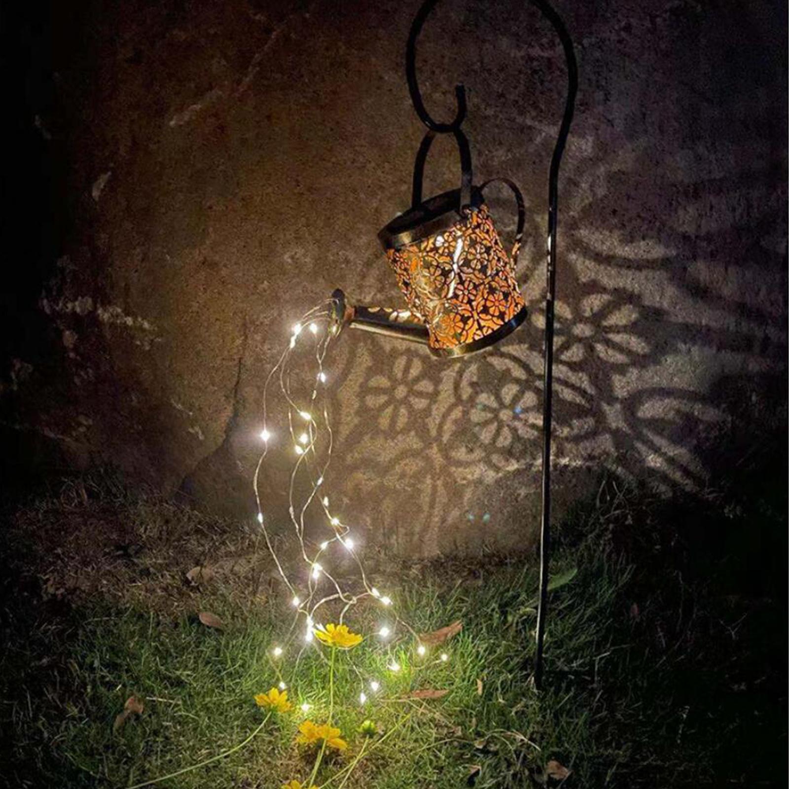 LED Watering Can Stake Solar Garden Light Outdoor Path Lighting Christmas