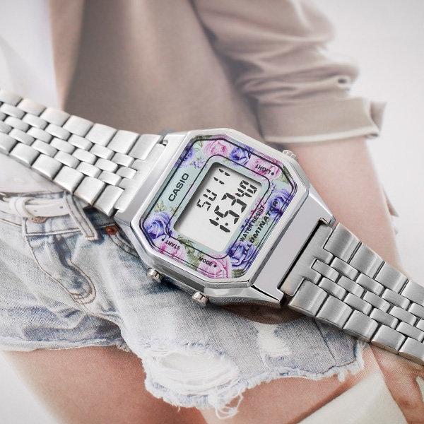 Đồng Hồ Casio Nữ Đồng Hồ Casio Chính Hãng Casio Vintage Huyền Thoại LA680WA - 2C Hoạ Tiết Hoa Hồng.