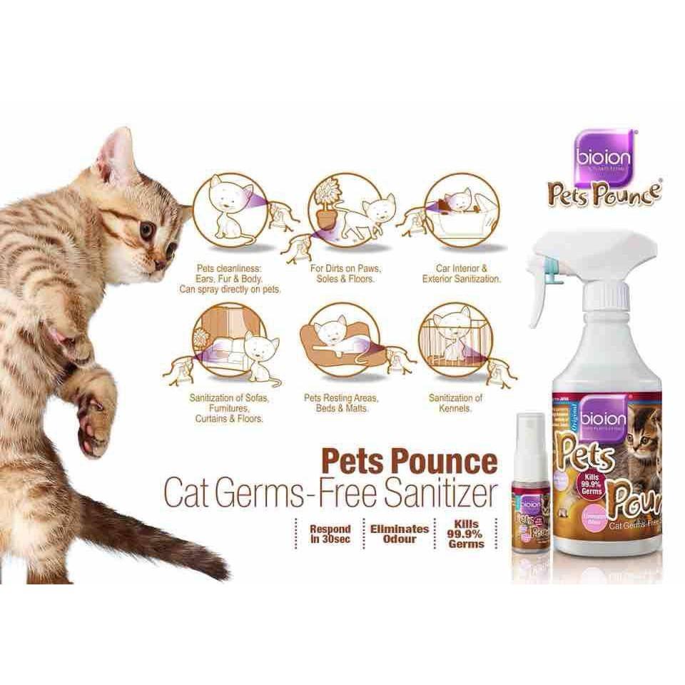 PETS POUNCE -xịt khử mùi -kháng khuẩn vệ sinh chuồng bioion 500ml