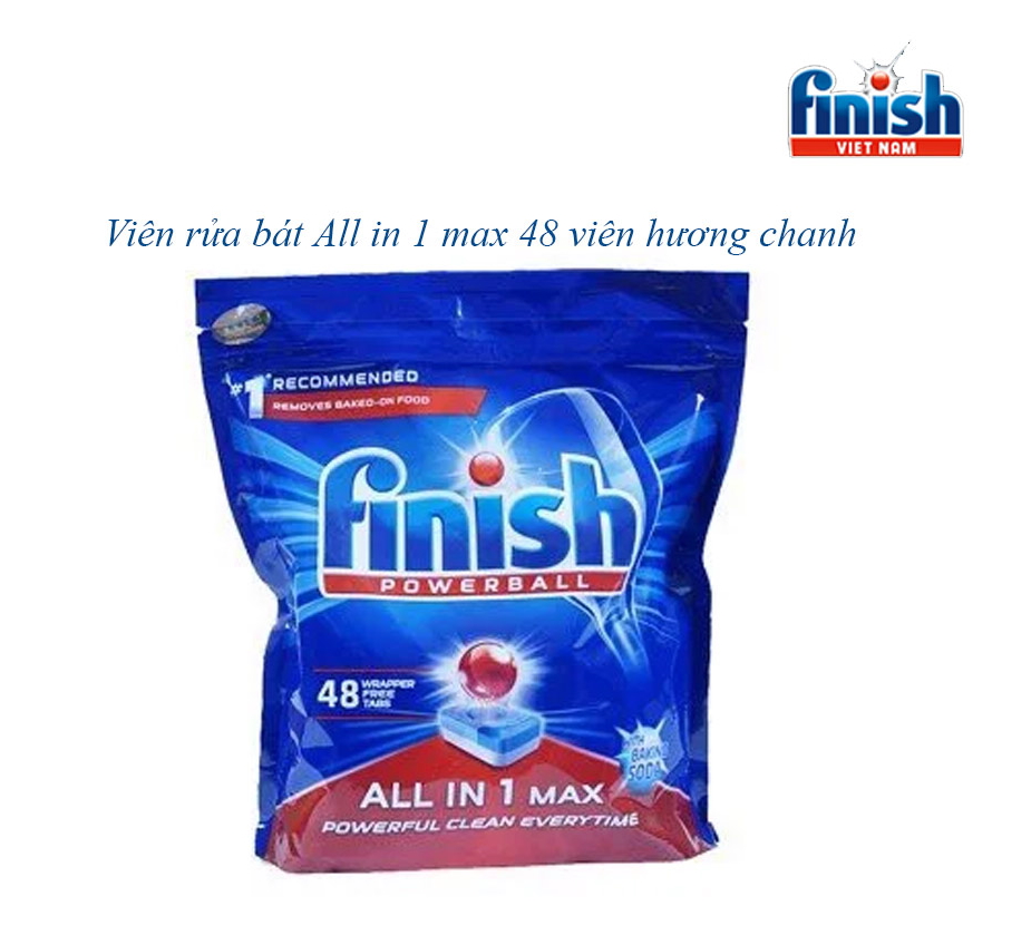 Túi 48 viên rửa chén Finish All In 1 Max Dishwasher Tablets SIÊU THỊ HANOIMART